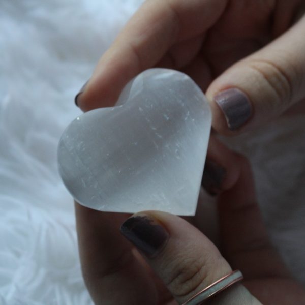 selenite heart crystal